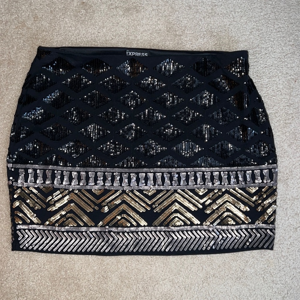 Express sequin mini skirt size small